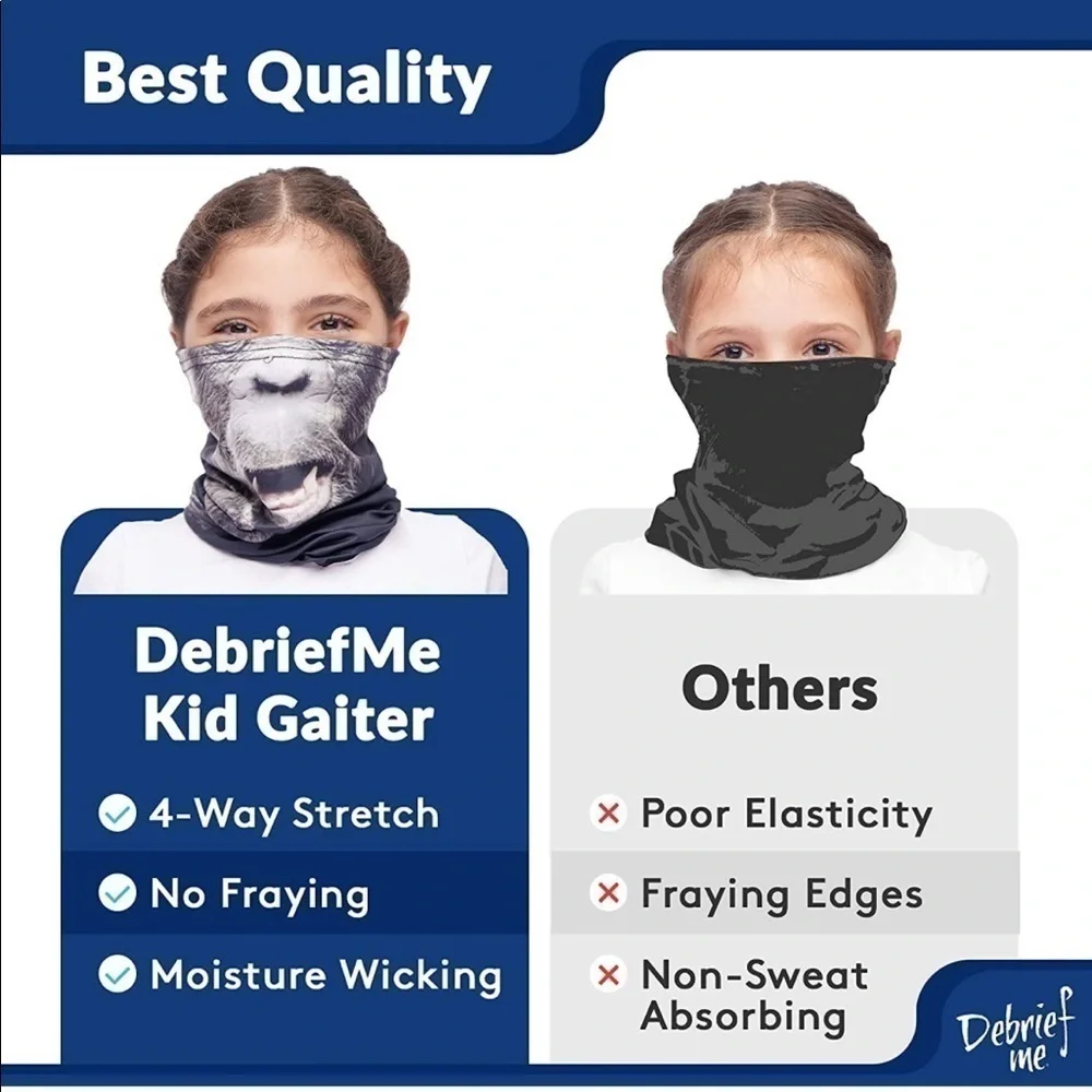 Brand New Set of 3 Kids Neck Gaiters Animal Masks Breathable Adjustable Covid